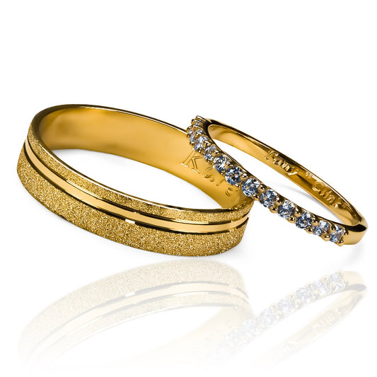 anillos de matrimonio "Toda Una Vida" de la Joyería Caracas. Hechos de oro 18k con un certificado de calidad que garantiza su durabilidad y brillo por toda una vida. 