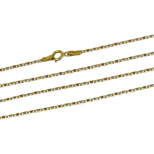 Cadena Escalera 3 oros E45, un impresionante collar de oro de 18k de la prestigiosa Joyería Caracas. Con 3 eslabones de oro en forma de escalera, esta cadena refleja elegancia y lujo.