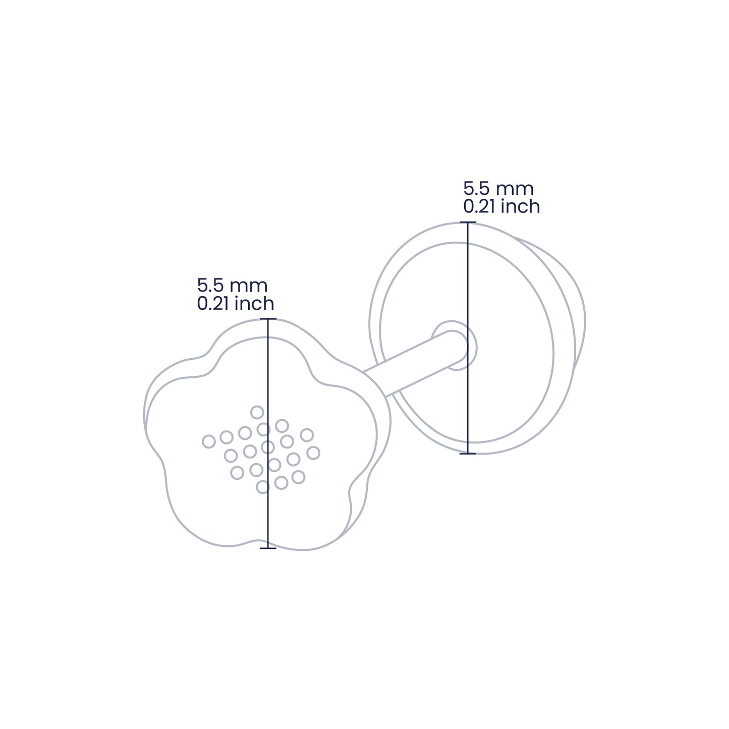 croquis de topito en forma de estrella de 5.5mm, hecho en joyeria caracas. 