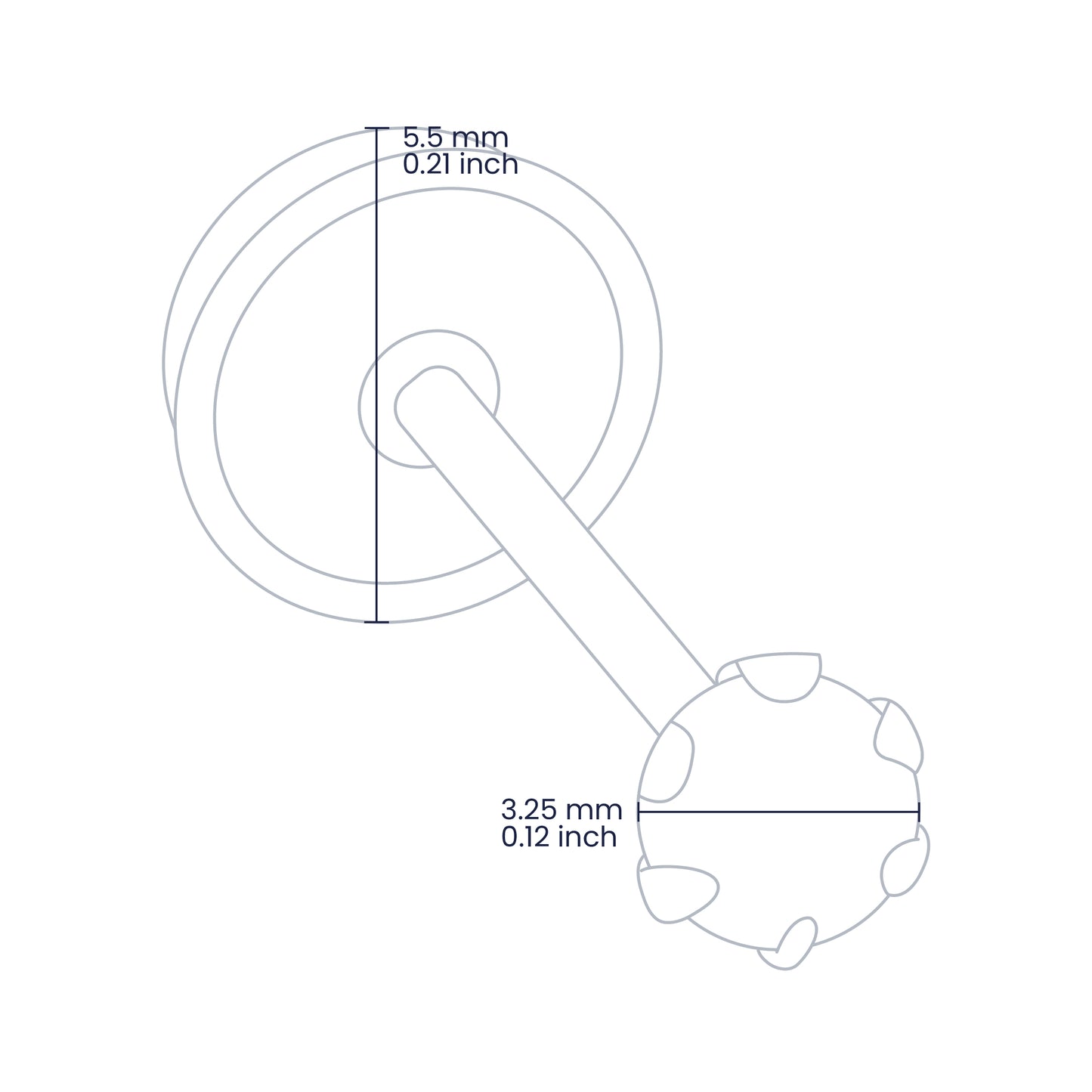 Croquis de topito con broche de rosca española en oro amarillo de 18 quilates y zafiro natural de 3.25mm, hechos en  Joyería Caracas. 