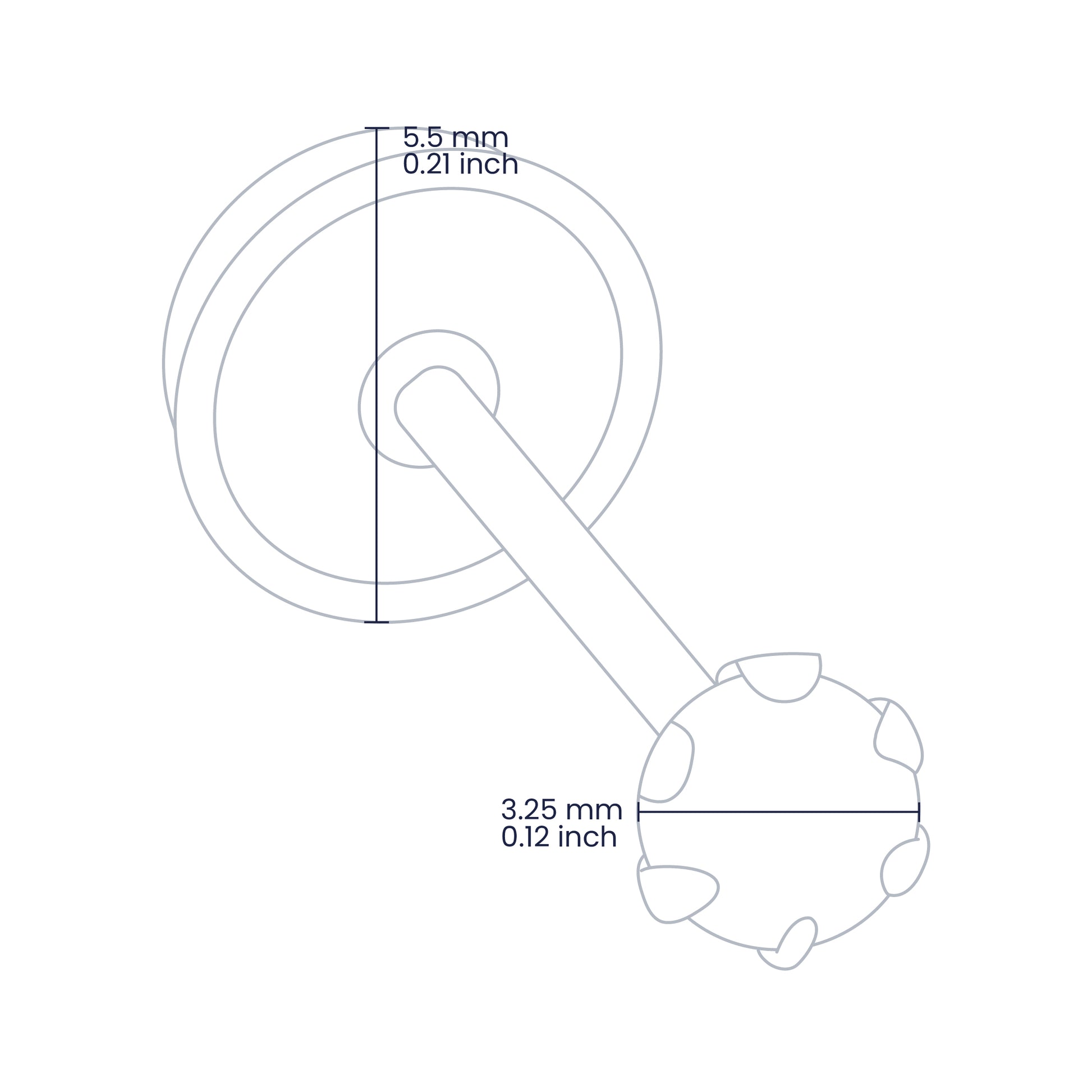 Croquis de topito con broche de rosca española en oro amarillo de 18 quilates y zafiro natural de 3.25mm, hechos en  Joyería Caracas. 