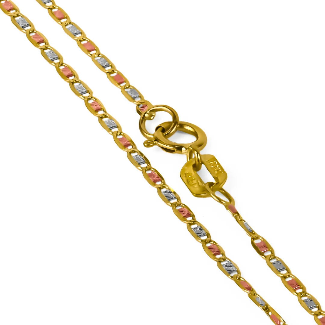 Pulsera Escalera Plana 3 Oros SS, con un elegante diseño de oro 18K y la garantía de por vida de Joyería Caracas.